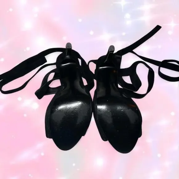 Black Ballerina Tie Up Heels By Guess - Picture 4 of 4